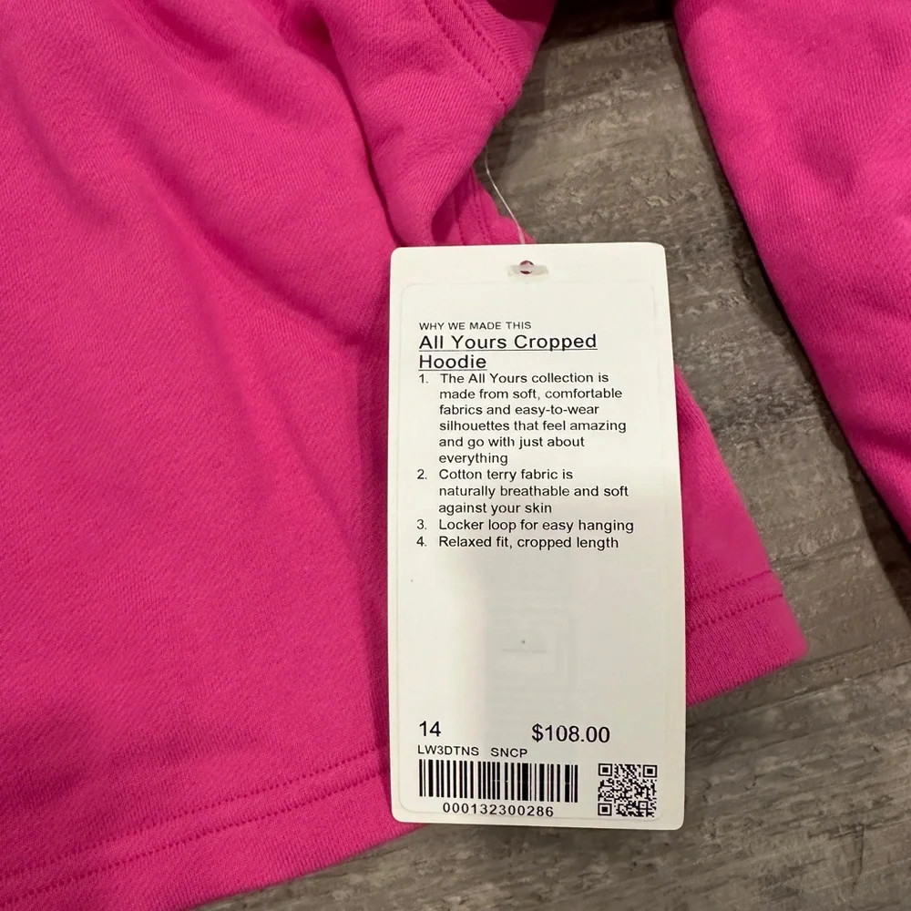 NEW with tags Lululemon All Yours Cropped Hoodie Sonic Pink - Picture 1 of 10